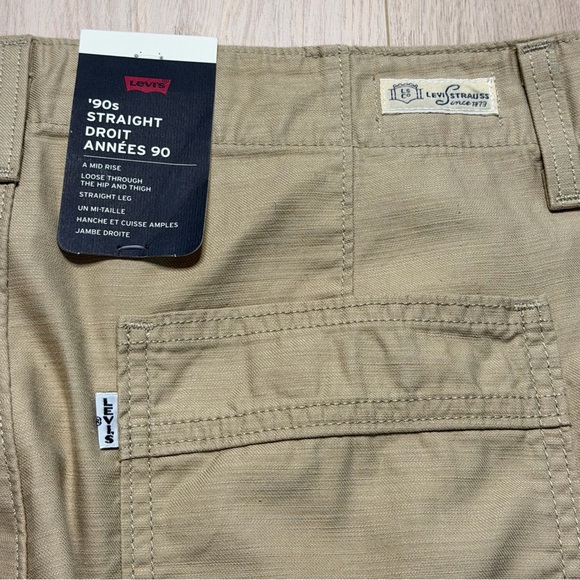 Levi’s 90s Straight Wide Leg Khaki Pants Mens W31 Baggy Loose Fit Beige Tan Y2K - Picture 9 of 13